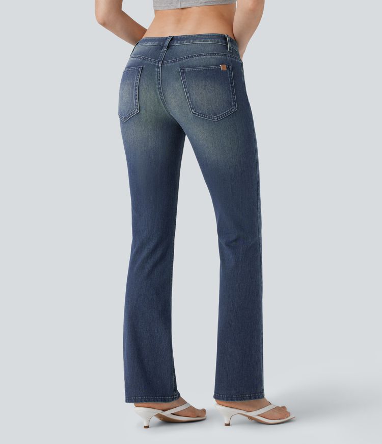 ColaFlex™ Denim Low - Jeans svasati casual e sbiaditi in denim, elasticizzato con vita bassa e tasche multiple.