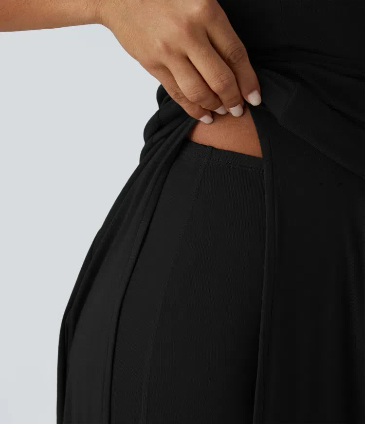 ColaZebra™ - Abito casual midi con Capuccio, Senza maniche e schiena a Zebra