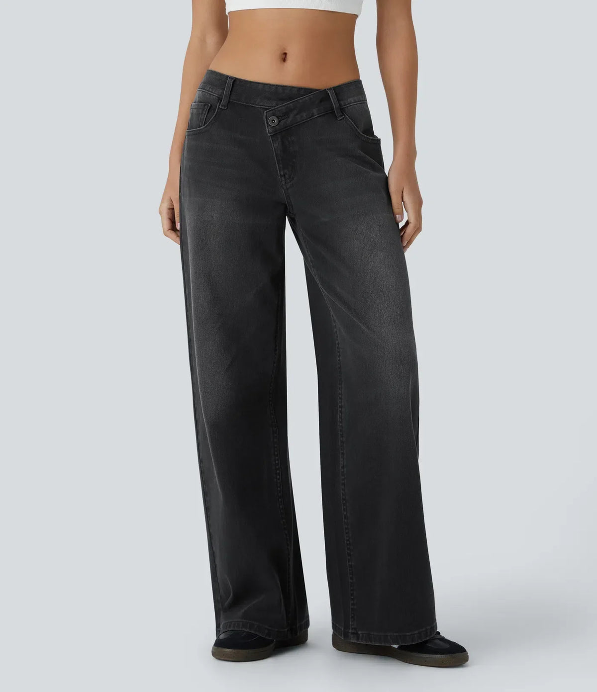 ColaFlex™ Low X - Jean a vita bassa con chiusura a bottone e zip, tasche multiple a gamba larga