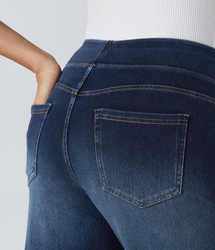 ColaFlex™ Jeans casual con vita alta, tasche multiple e gamba larga