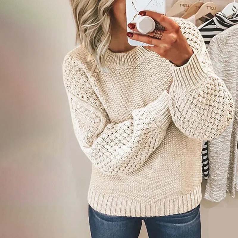 Maglione casual in maglia a tinta unita